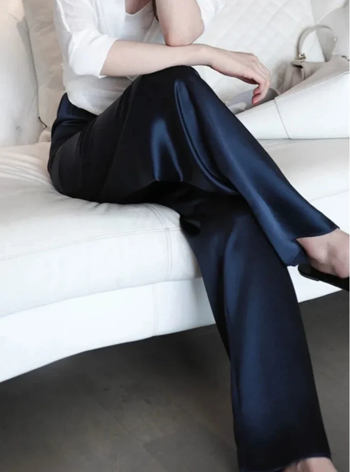 Versatile women's casual wide leg high waist pants, full length & loose fit for stylish spring/summer looks.