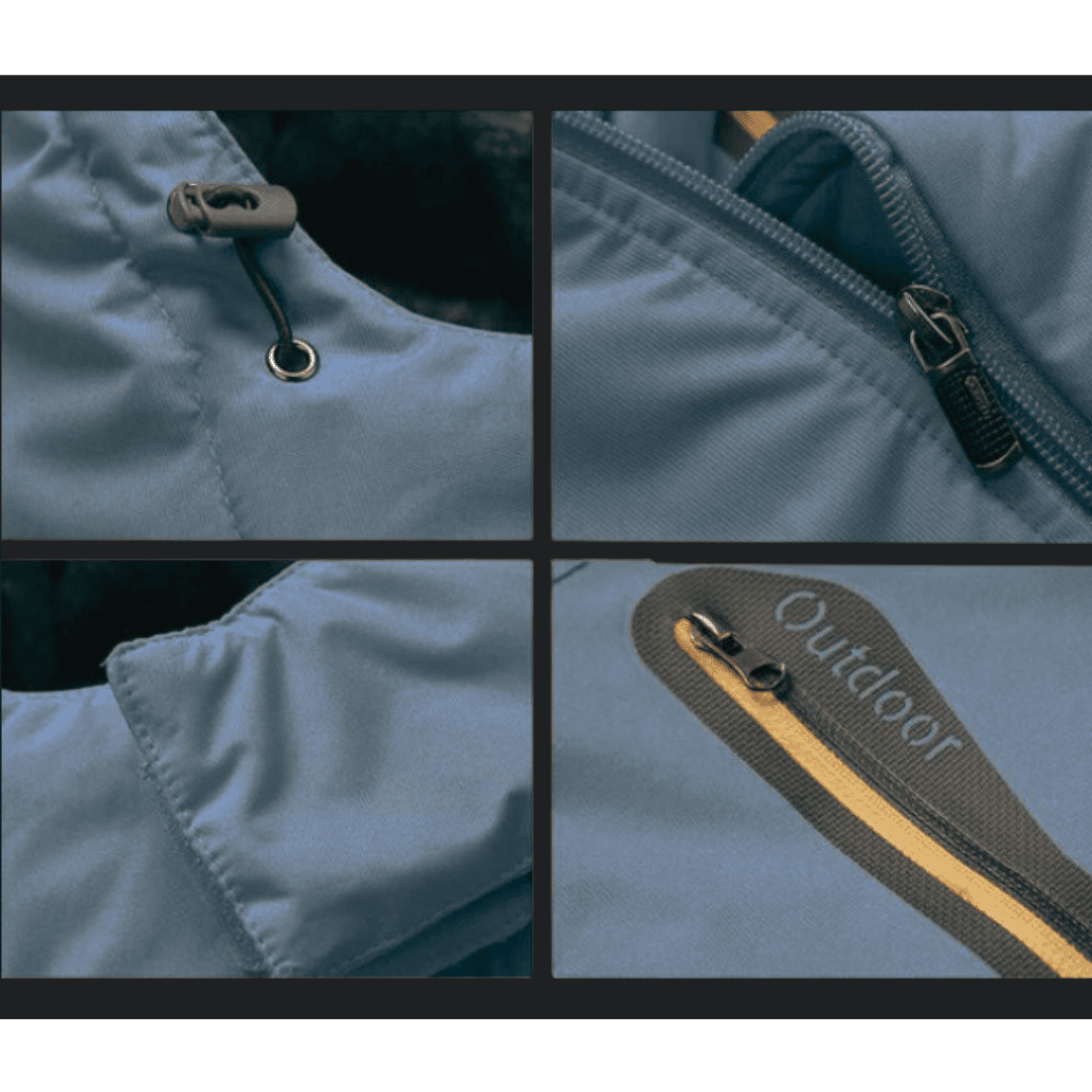 Inside view of men's winter coat: Functional design with warm lining, offering cold weather protection for activewear & everyday wear.