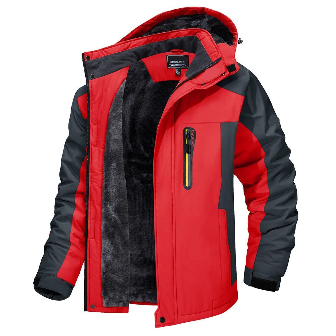 Back view of SUMMITWEAR men's jacket: Durable, functional winter coat for men, offering all-weather protection for trekking & urban use.