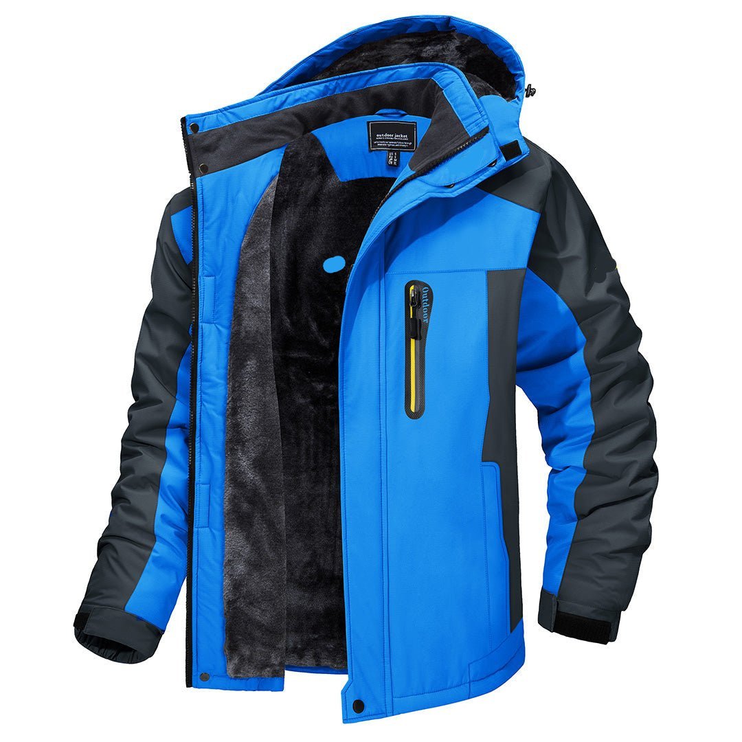 Man running in men's activewear jacket: Functional, all-weather SUMMITWEAR winter coat, ideal for cold weather activewear, sports & trekking.