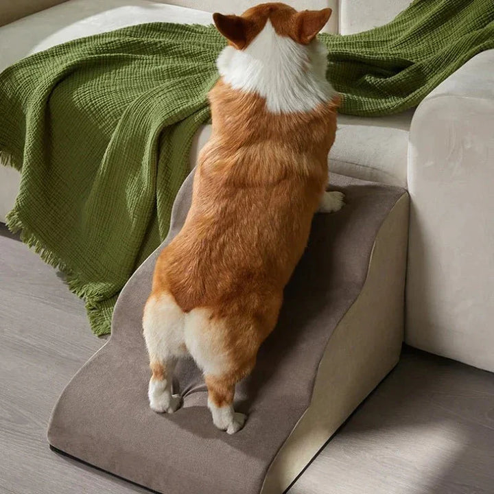 Easy-clean washable memory foam dog steps, perfect for small & elderly pet care.