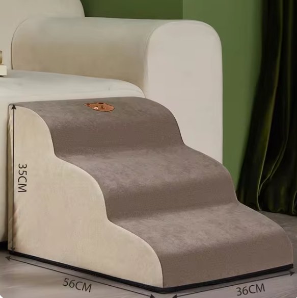 Soft memory foam pet steps for small dogs, offering joint support & safe access.