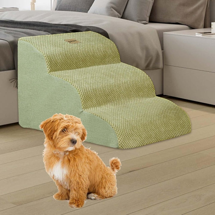 Washable cover memory foam dog stairs for pet comfort, an essential dog accessory.