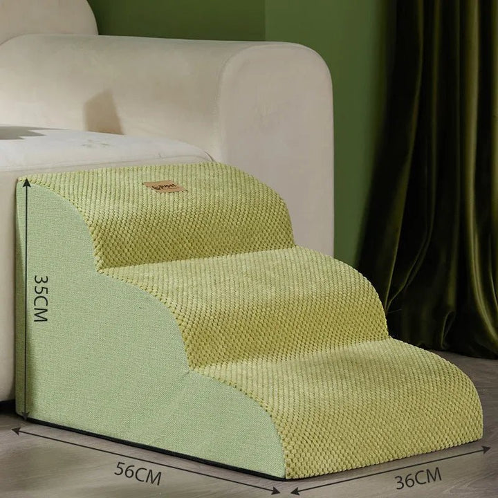 Supportive memory foam pet ramp for small dogs and cats, ensuring safe & easy access.