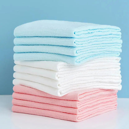 Ten reusable cotton gauze baby diapers, soft and washable for newborn care