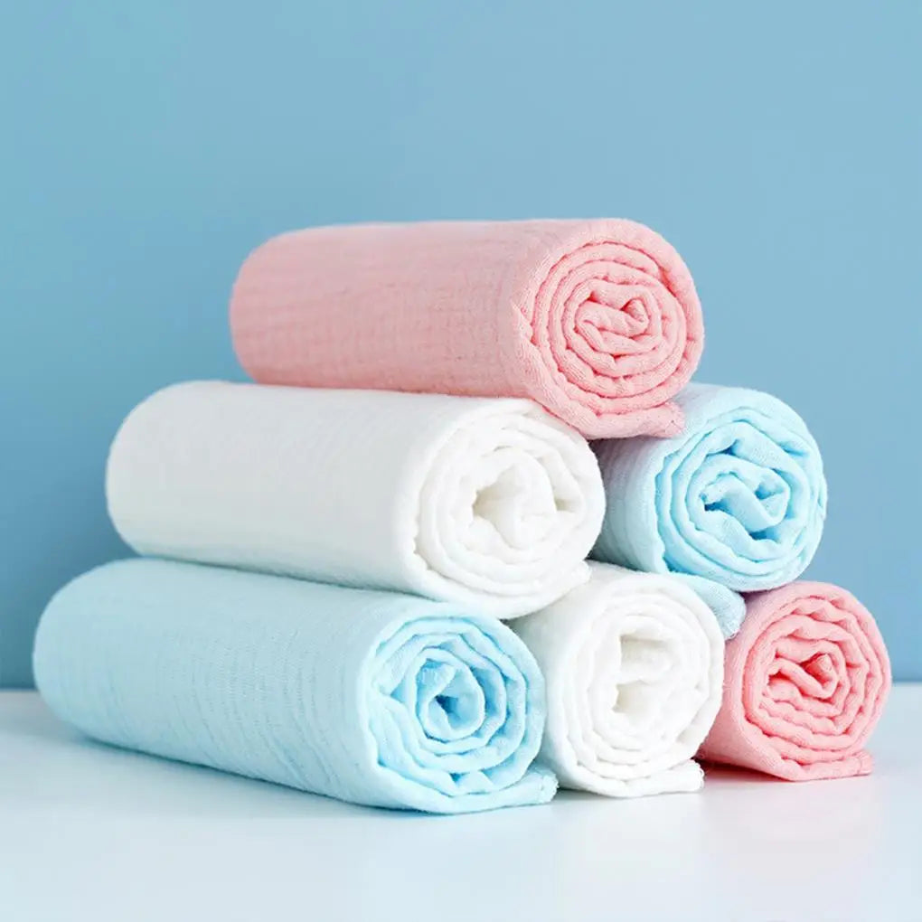 Stack of eco-friendly cotton gauze baby diapers, absorbent and double layer design