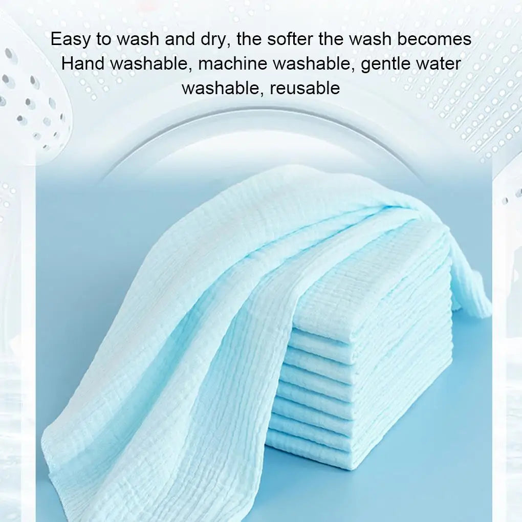 Close-up of a soft, washable cotton baby gauze diaper with textured fabric