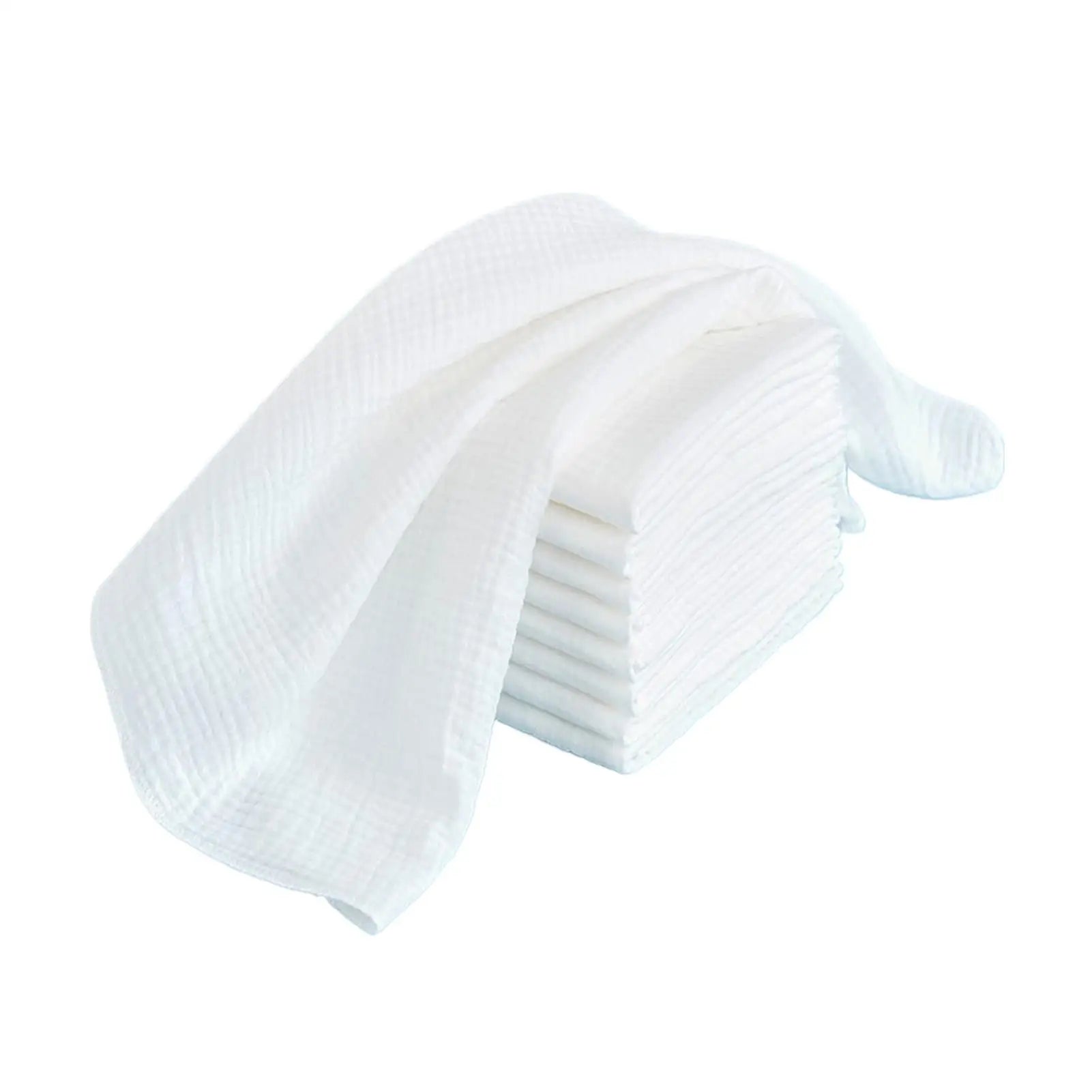 Pack of ten soft cotton baby diapers, highlighting their washable and reusable nature