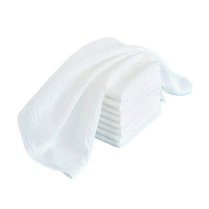 Pack of ten soft cotton baby diapers, highlighting their washable and reusable nature