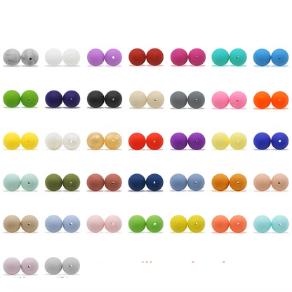 Vibrant collection of 10 silicone teether beads, ideal for crafting pacifier clips & teething aids.