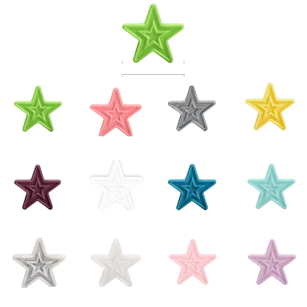 Essential silicone beads for DIY pacifier clips, 10 pieces, offering safe chewable relief.