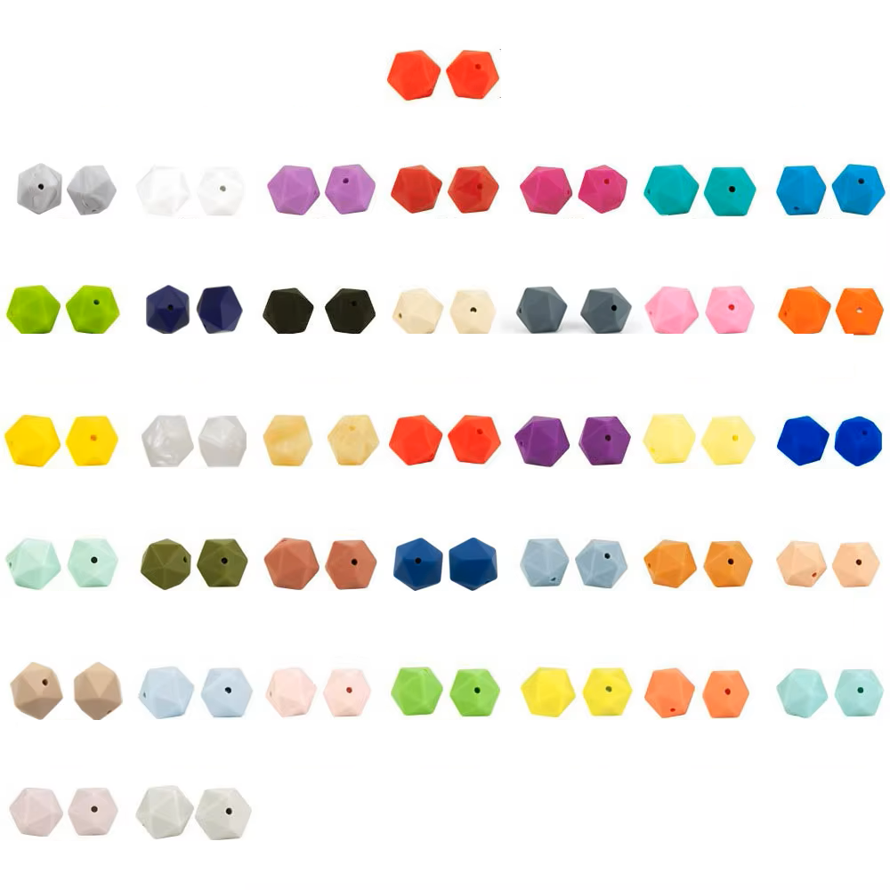 Baby teether beads, 10-piece silicone set for making personalized chewable accessories.
