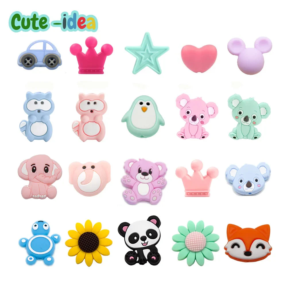 Close-up of smooth, chewable silicone beads, ideal for crafting baby pacifier clips & teething toys.