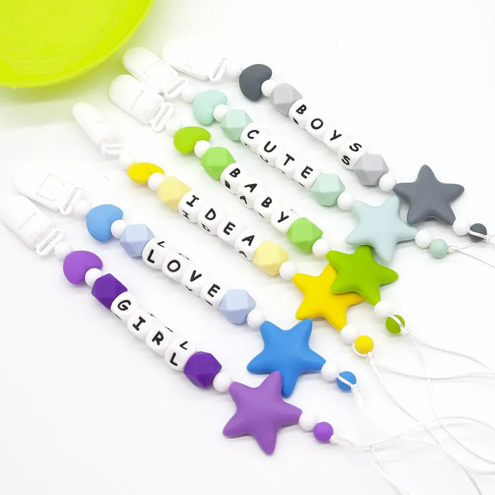 Colorful non-toxic silicone beads for DIY pacifier clips, sensory toys, and teething relief.