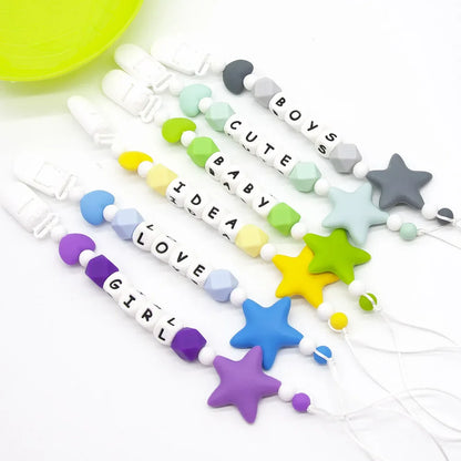 Colorful non-toxic silicone beads for DIY pacifier clips, sensory toys, and teething relief.