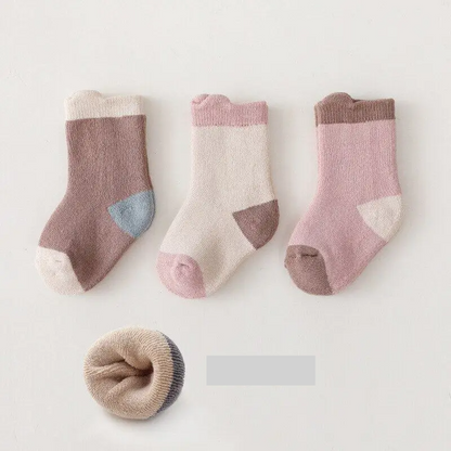 Thick baby socks in a gift-ready pack, cozy and soft cotton blend for infants and toddlers