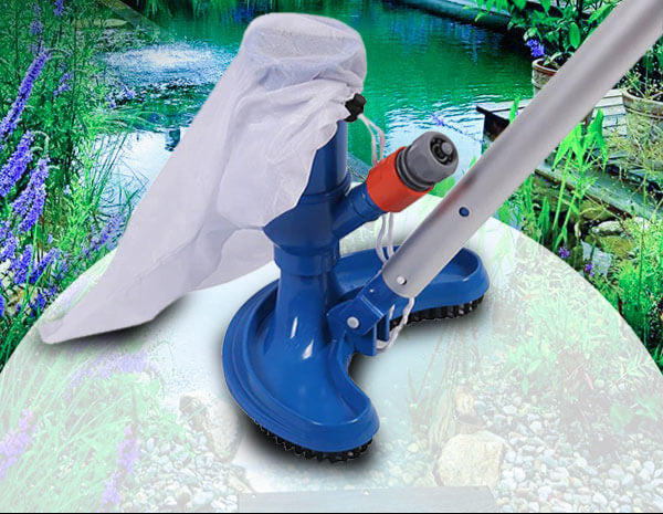TIDYPOOL underwater vacuum for manual debris removal from swimming pools, spas, and ponds.