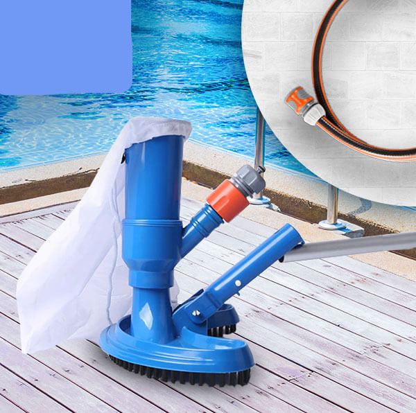 Effortless TIDYPOOL manual pool cleaner removing leaves and dirt for crystal clear water.