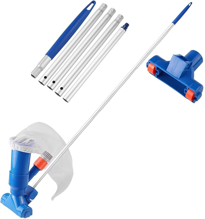 TIDYPOOL manual pool vacuum, a garden hose tool for effective pond and pool debris removal.