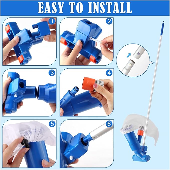 Portable TIDYPOOL manual pool vacuum for quick underwater cleaning of pools and spas.