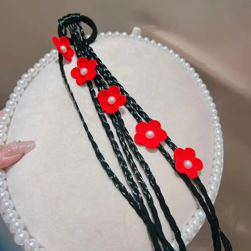 Kids' fashion accessory: tiny flower and heart hair beads, clip-in for ponytails