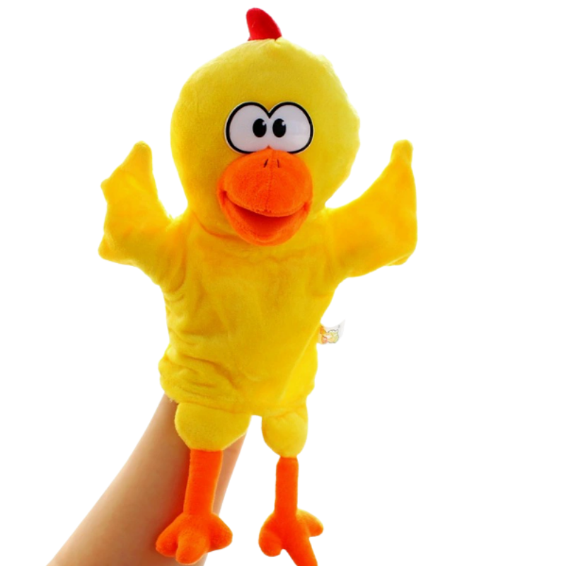 TinyTales plush finger puppets lined up, ready for storytelling and creative play for young children.