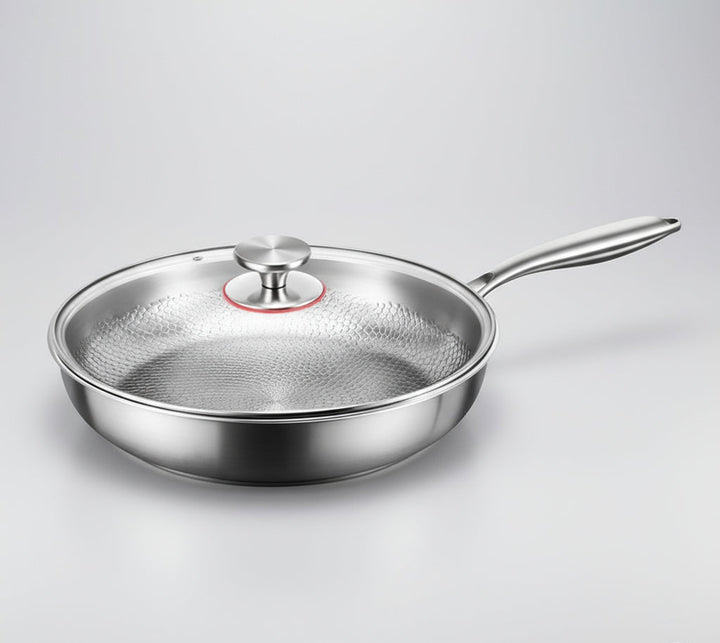 Titanium hammered non-stick skillet, professional induction cookware for superior kitchen results.