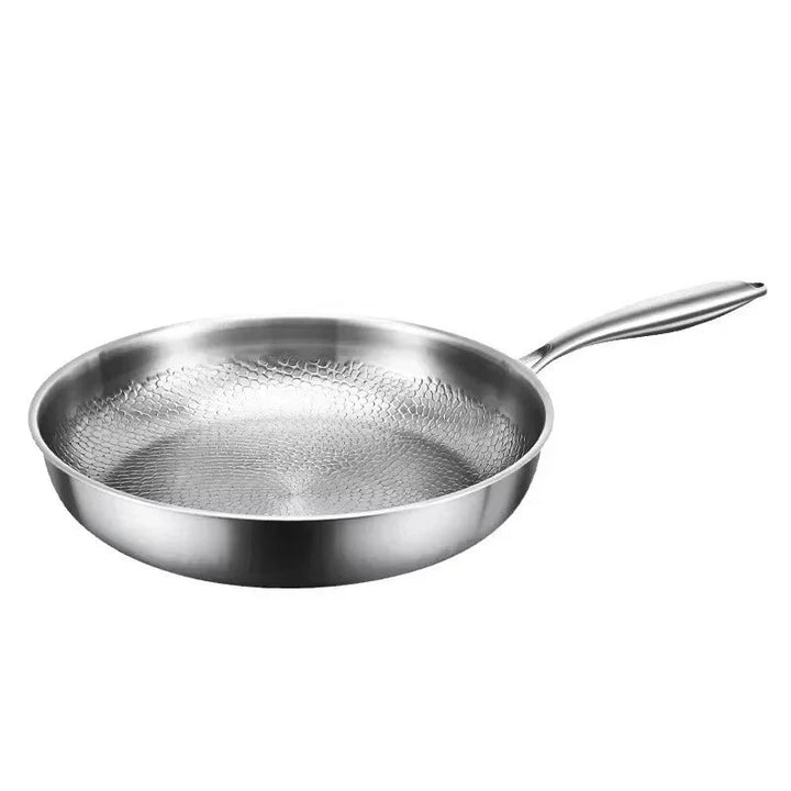 Elegant hammered titanium non-stick skillet, induction-ready cookware for efficient and healthy kitchen use.