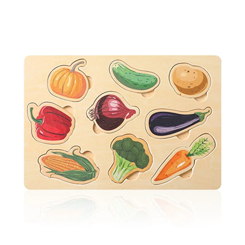 Montessori 3D wooden animal puzzle, an engaging educational toy for toddler fine motor development.