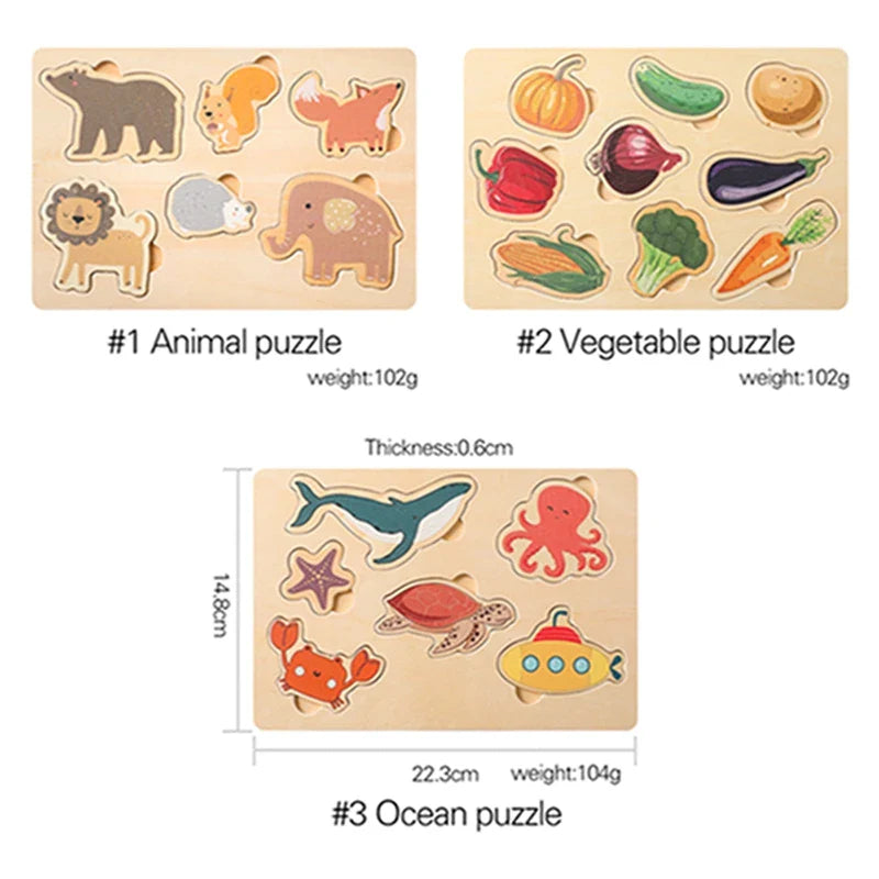 Educational wooden vegetable matching toy, enhancing fine motor skills for toddlers.