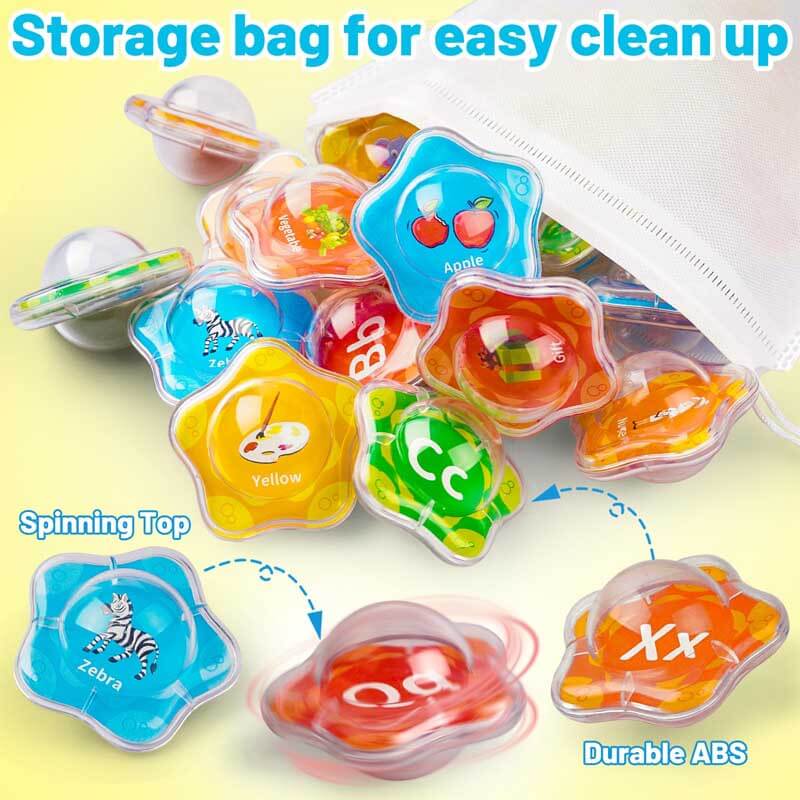 Close-up of vibrant alphabet bath toy letters, showcasing child-friendly design for baby educational play