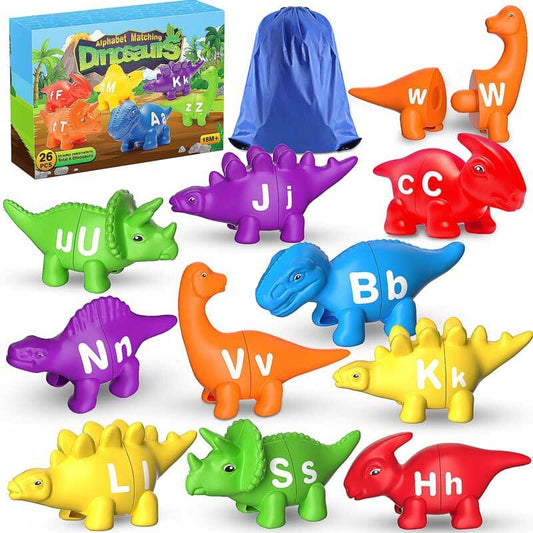 Toddler Alphabet Matching Dinosaur Learning Toy Set with colorful letters and dino shapes