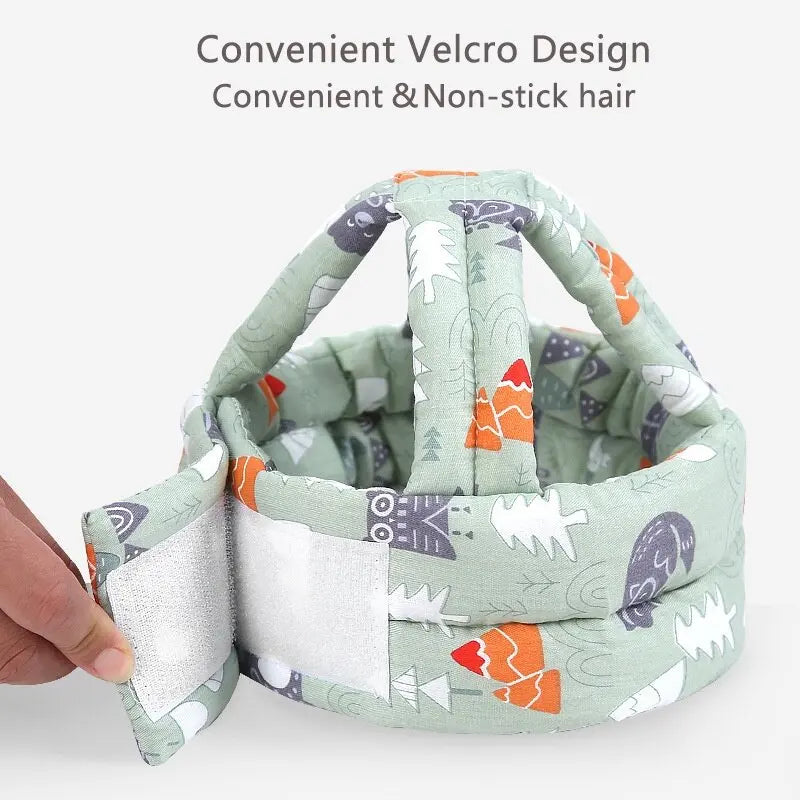 Baby walking aid: anti-fall helmet, essential head protection cap for confident steps.