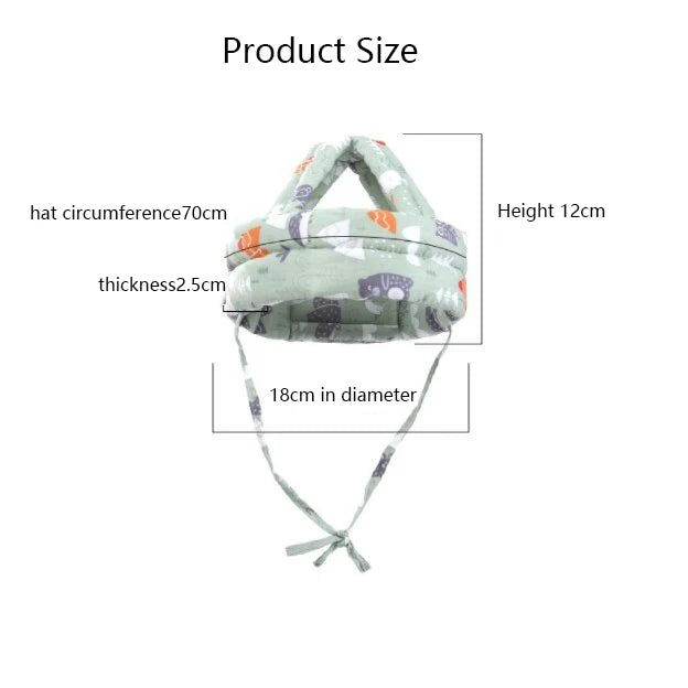 Toddler anti-fall helmet, soft fabric head protection cap with ventilation for comfort.