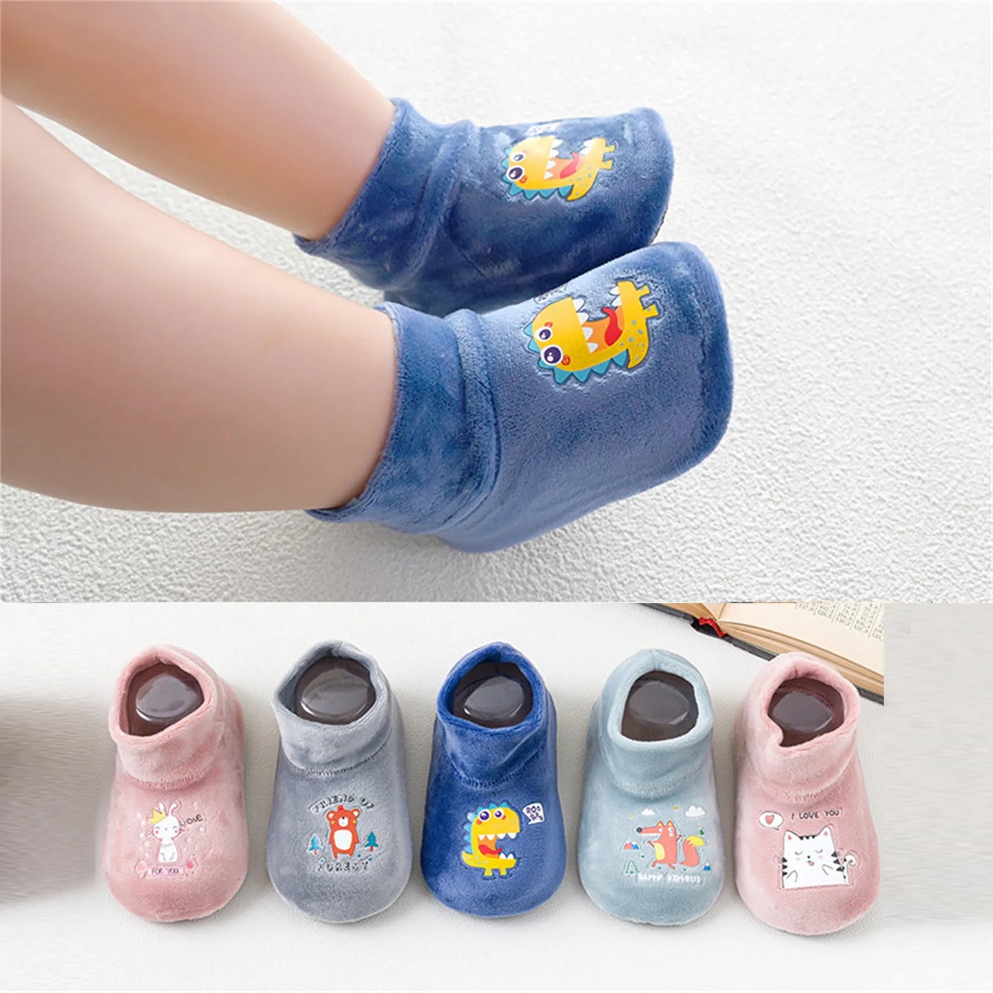 Pink toddler anti-slip socks with a comfortable, breathable design, ideal for growing kids.