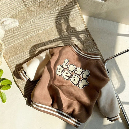 Pink toddler baseball fleece jacket for girls, soft and warm winter outerwear