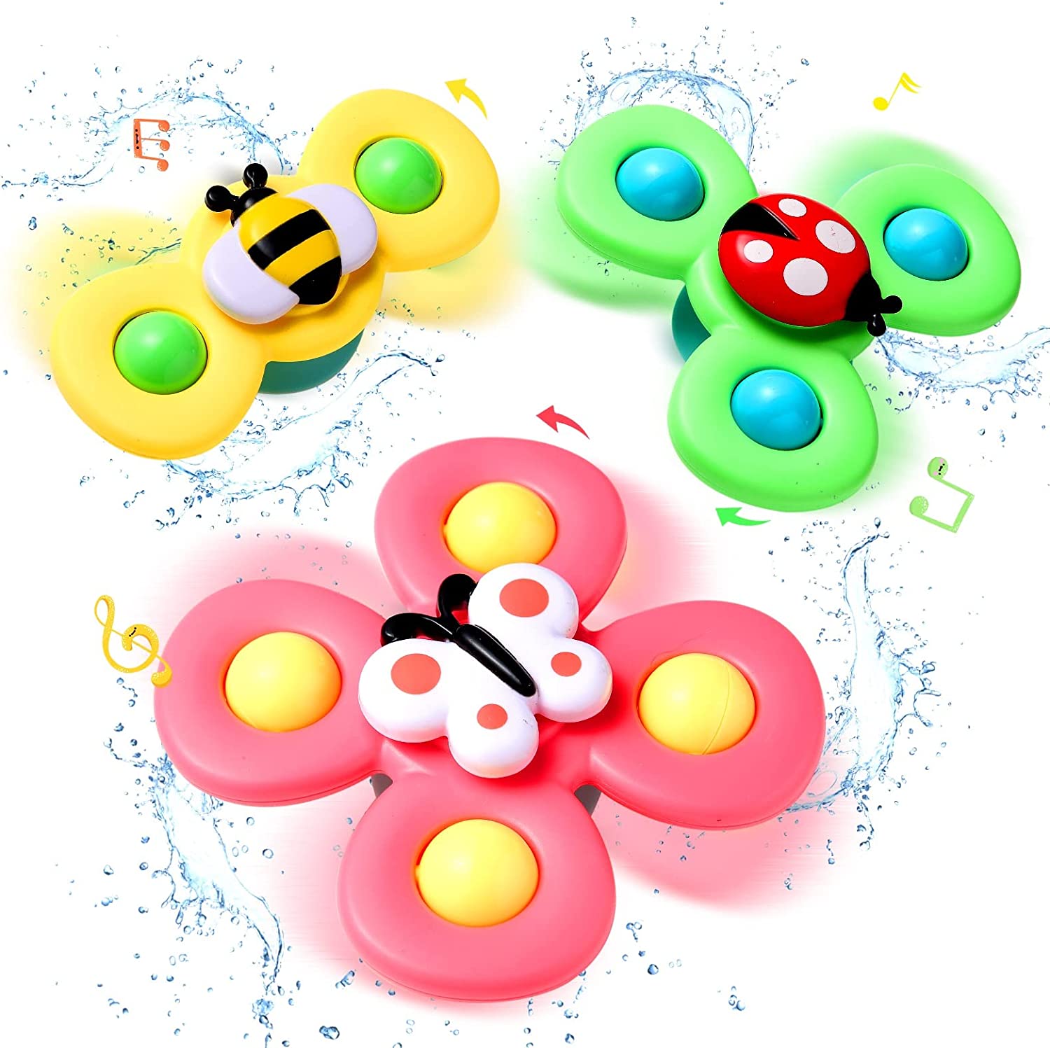 Toddler bath spinner toy with colorful cogs for sensory water play