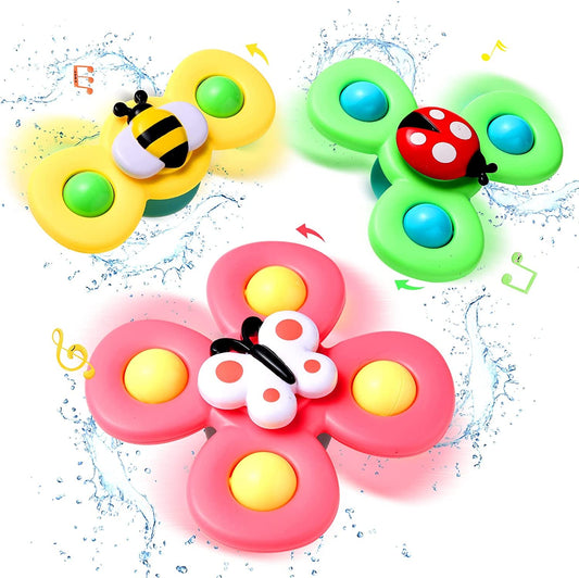 Toddler bath spinner toy with colorful cogs for sensory water play