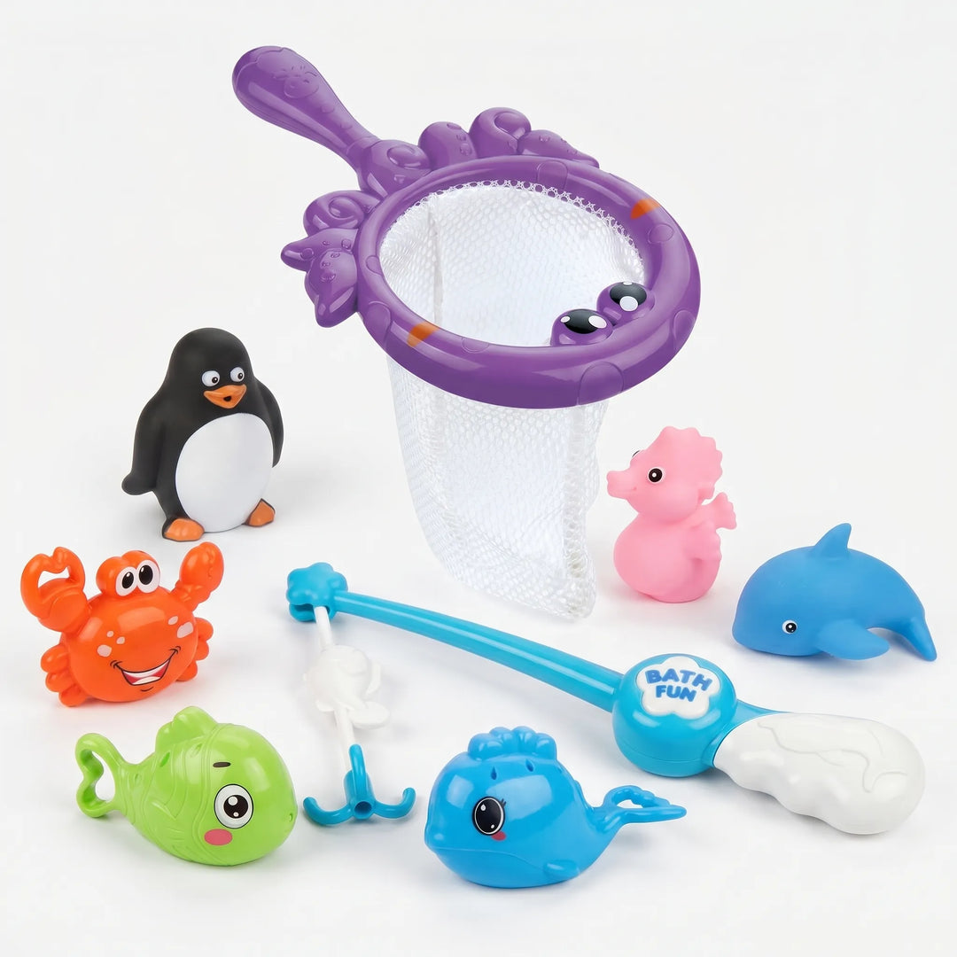 Engaging toddler bath fishing game for sensory play & fine motor skill development. Educational water toy.
