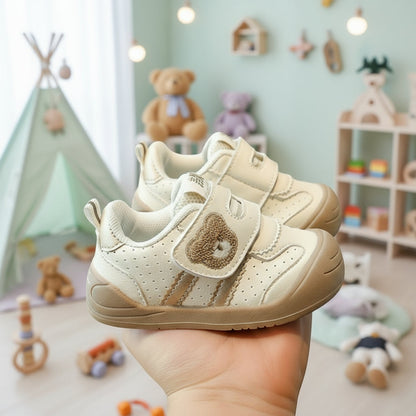 Children's bear pattern sneakers with secure Velcro straps, ideal for active toddlers