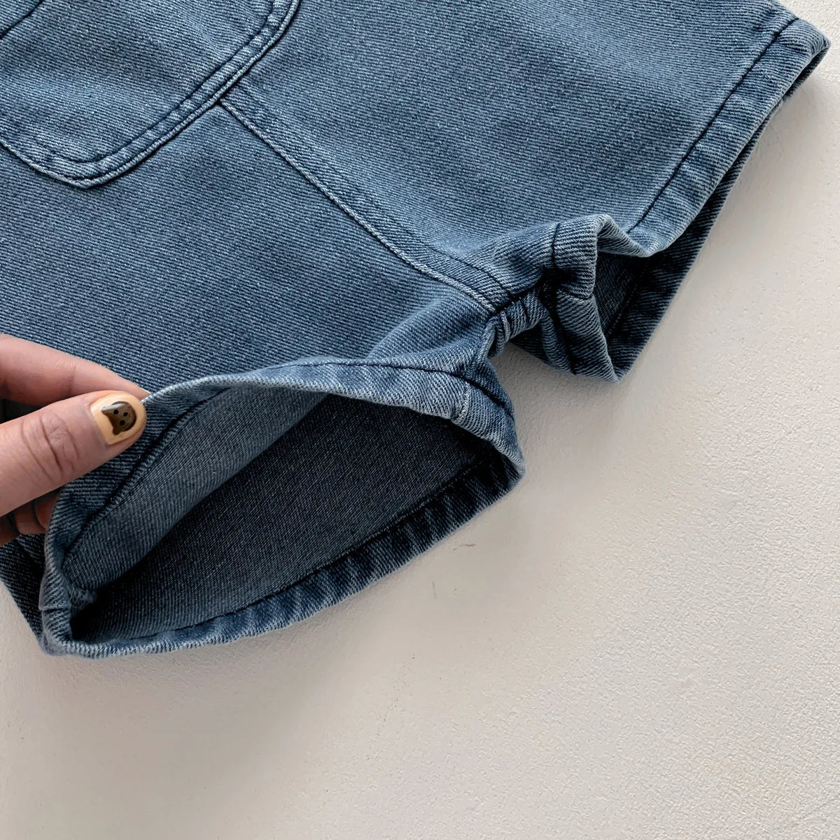 Toddler boys' denim t-shirt, soft fabric, paired with a matching denim jumpsuit, comfortable kids wear.