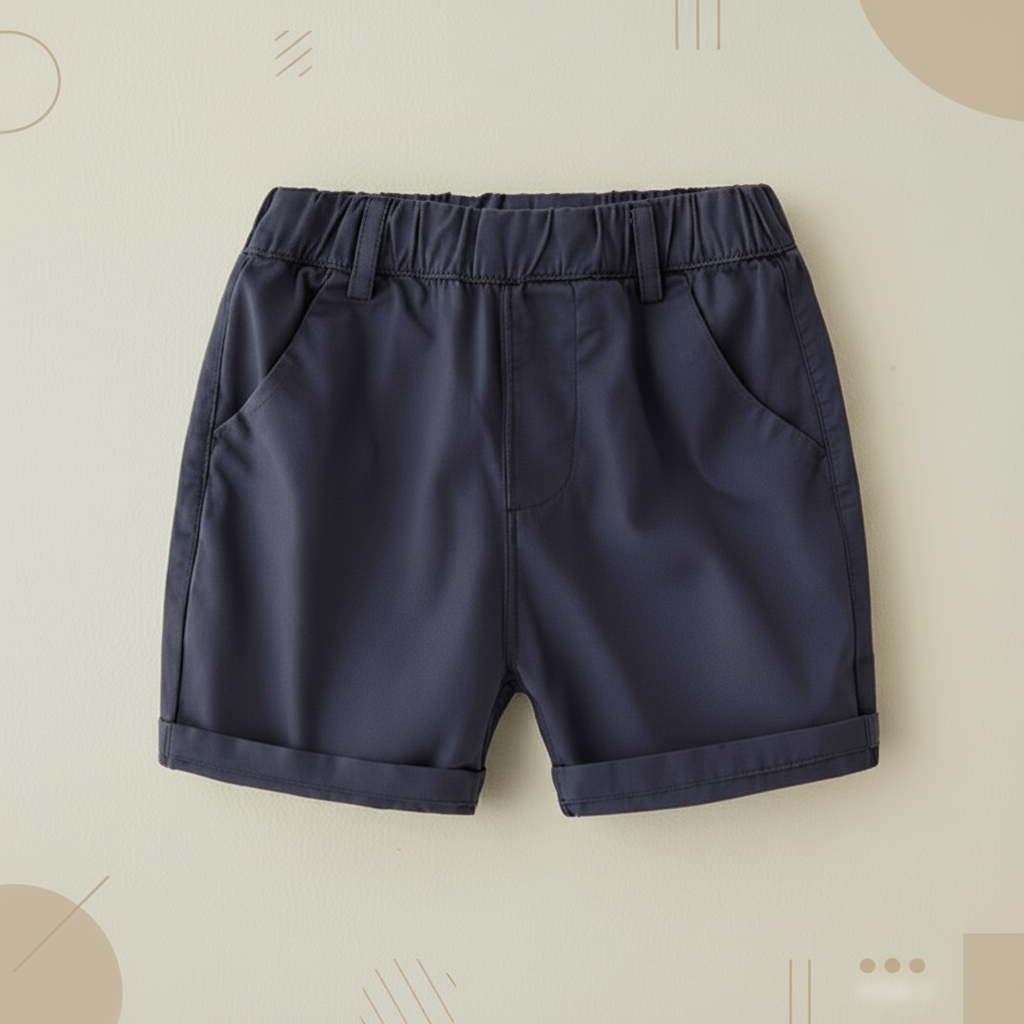 Kids' cotton summer shorts in vibrant blue, perfect breathable playwear for active boys.