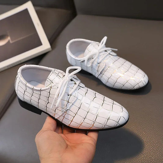 Comfortable boys' casual leather flats for toddlers, brown PU, perfect for all-season wear