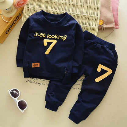 Detail of the fabric on toddler boys t-shirt and pants matching set, cotton modal blend