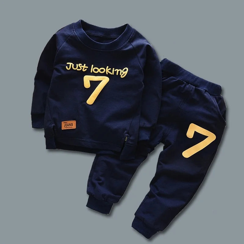 Toddler boys casual outfit set featuring a soft t-shirt and comfortable elastic pants
