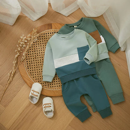 Stylish toddler boy in activewear tracksuit, grey cotton blend, perfect for casual wear