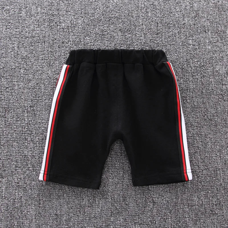 Casual toddler boy's cotton set; short-sleeved polo and pull-on shorts for active kids