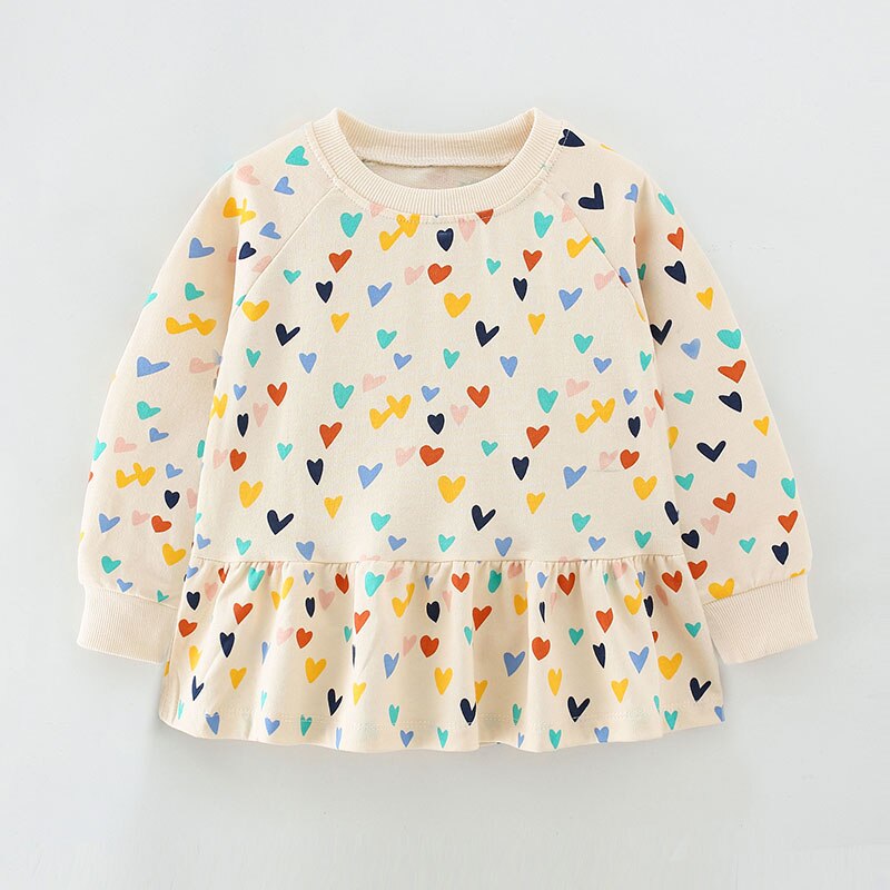 Cute kids' dinosaur print cotton pullover for girls, a cozy and stylish choice for winter.