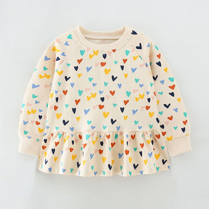 Cute kids' dinosaur print cotton pullover for girls, a cozy and stylish choice for winter.