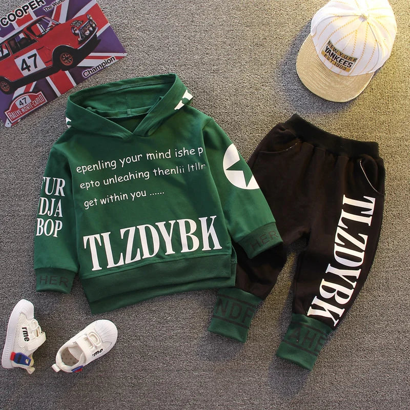 Comfortable casual wear, toddler long-sleeve cotton hoodie & pant set